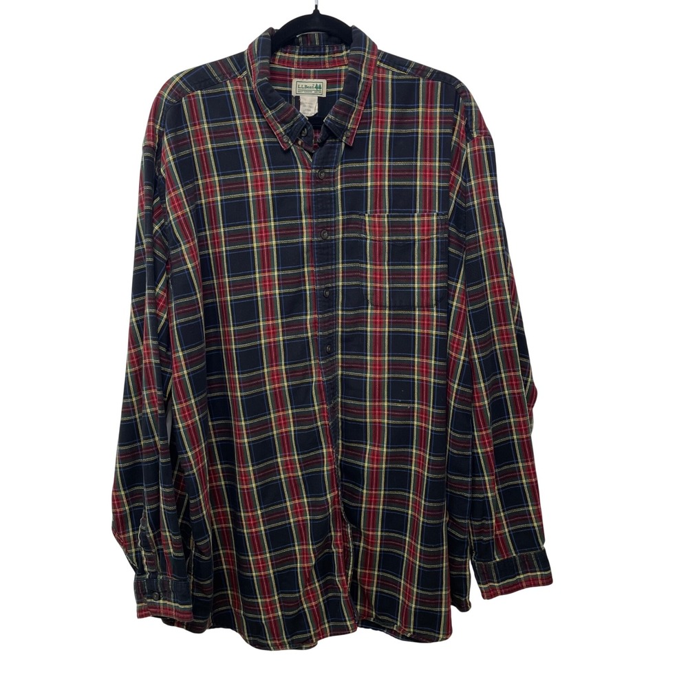 LL Bean Mens XXL Tall‎ Plaid Flannel Button Down Shirt Cotton Long Lumber Jack